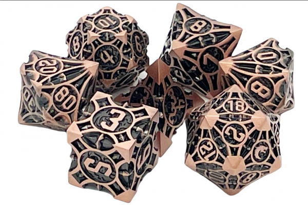 Old School RPG Metal Dice Set: Gnome Forged - Ancient Bronze (7)