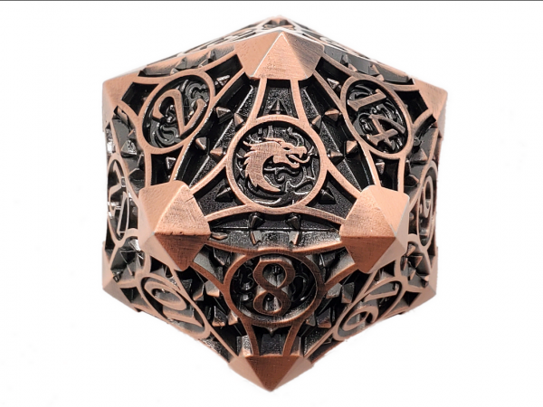 Old School RPG Metal Dice: Gnome Forged 40mm D20 - Ancient Bronze (1)