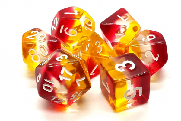 Old School RPG Dice Set: Gradients - Translucent Phoenix Rising (7)