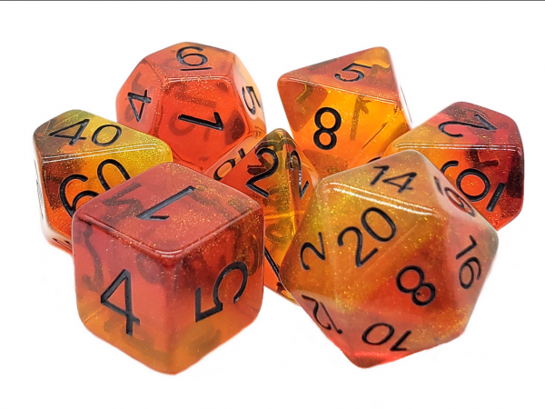 Old School RPG Dice Set: Gradients - Sunset Flame (7)