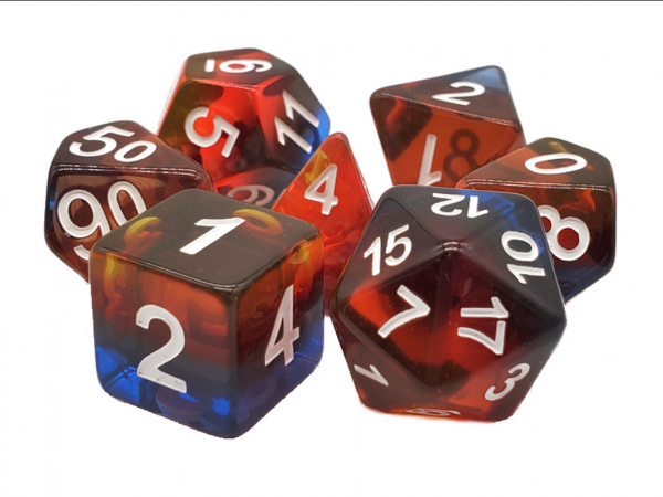Old School RPG Dice Set: Gradients - Translucent Burnt Horizon (7)