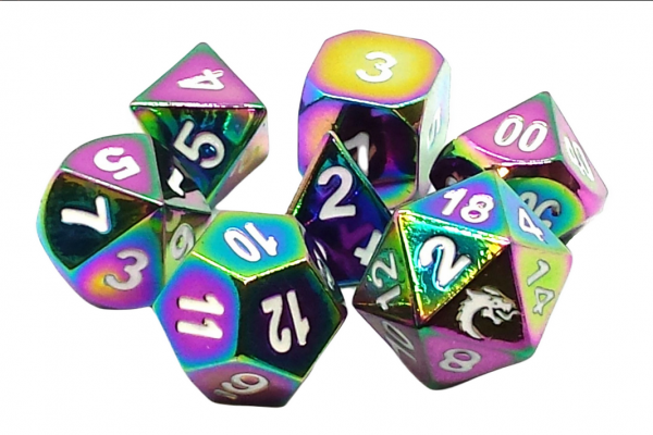 Old School RPG Metal Dice Set: Halfling Forged - Brilliant Rainbow (7)
