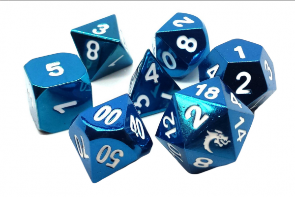 Old School RPG Metal Dice Set: Halfling Forged - Electric Blue (7)