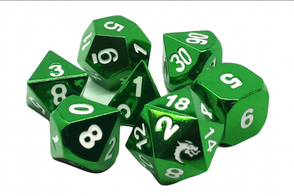 Old School RPG Metal Dice Set: Halfling Forged - Electric Green (7)