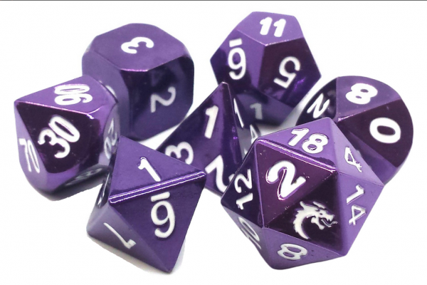Old School RPG Metal Dice Set: Halfling Forged - Electric Purple (7)