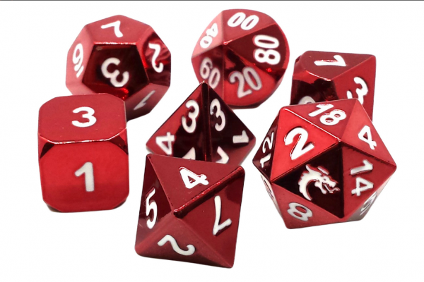 Old School RPG Metal Dice Set: Halfling Forged - Electric Red (7)