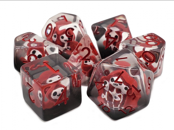 Old School RPG Dice Set: Infused Ghost - Red (7)