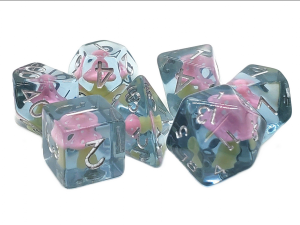 Old School RPG Dice Set: Infused - Pink Shrooms (7)