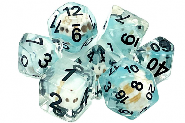 Old School RPG Dice Set: Infused - Skull w/ Blue (7)