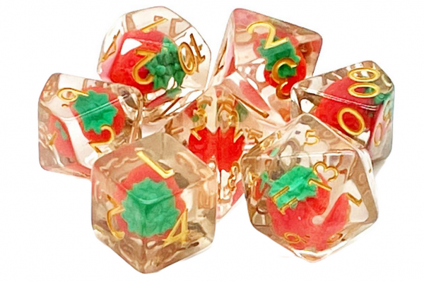 Old School RPG Dice Set: Infused - Strawberry Fields! (7)