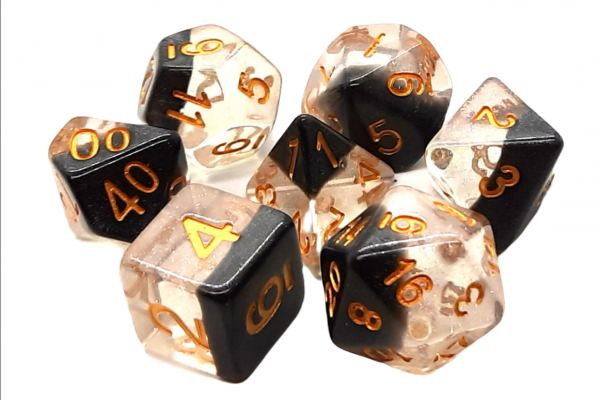 Old School RPG Dice Set: Luminous - Black Crystal (7)