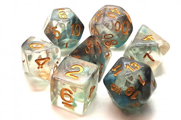 Old School RPG Dice Set: Luminous - Night Shade (7)