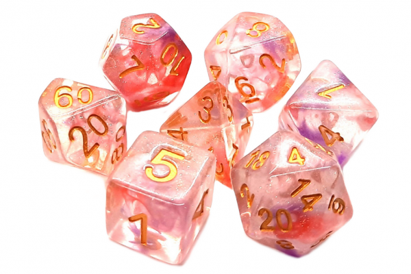 Old School RPG Dice Set: Luminous - Red Ruby (7)