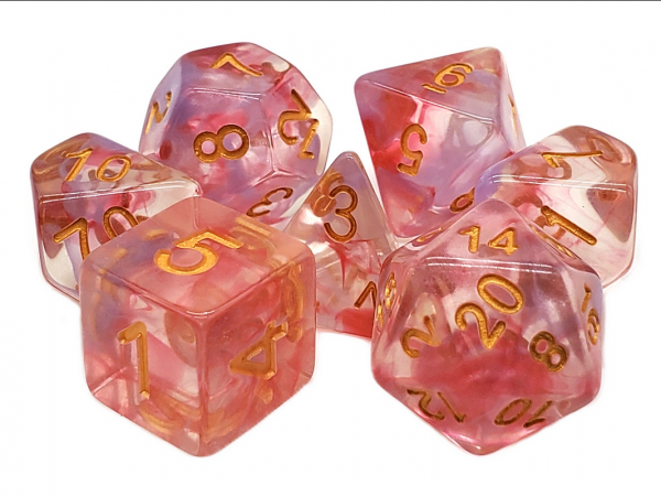 Old School RPG Dice Set: Nebula - Rose Red Swirl (7)