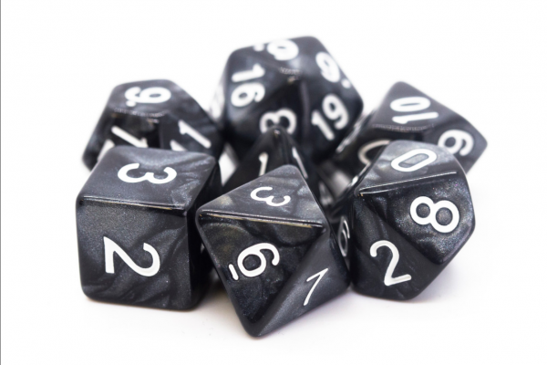 Old School RPG Dice Set: Pearl Drop - Black (7)