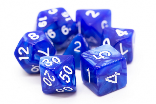 Old School RPG Dice Set: Pearl Drop - Blue  (7)