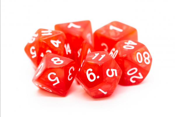 Old School RPG Dice Set: Pearl Drop - Red (7)