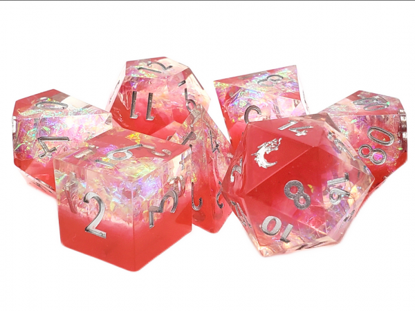 Old School RPG Dice Set: Sharp Edged Dice - Crimson Fire (7)