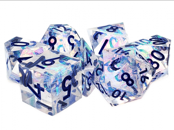 Old School RPG Dice Set: Sharp Edged Dice - Crystal Ice (7)