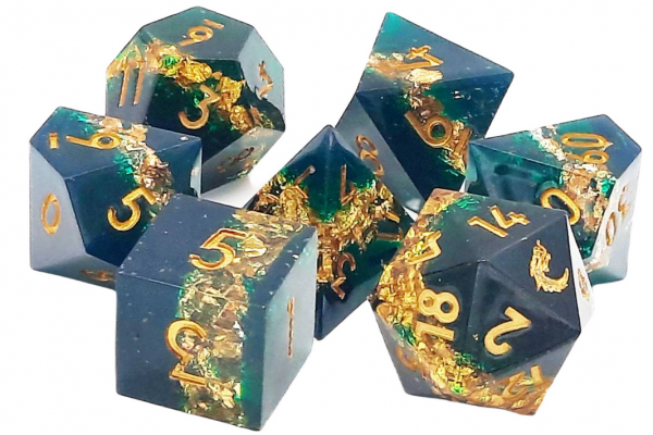 Old School RPG Dice Set: Sharp Edged Dice - Hunter's Mark (7)