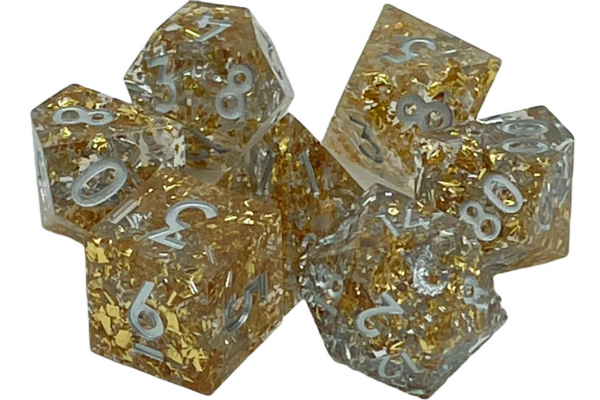 Old School RPG Dice Set: Sharp Edged Dice - Precious Metals (7)
