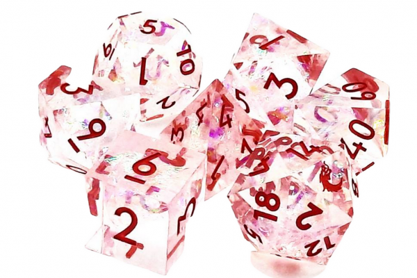 Old School RPG Dice Set: Sharp Edged Dice - Red Ice (7)