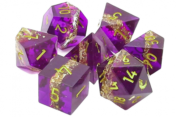 Old School RPG Dice Set: Sharp Edged Dice - Royal Rumble (7)