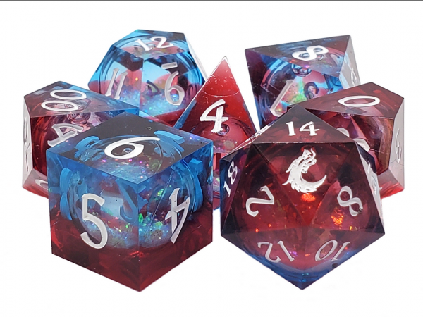 Old School RPG Dice Set: Sharp Edged Liquid Infused - Space Nebula Fury (7)