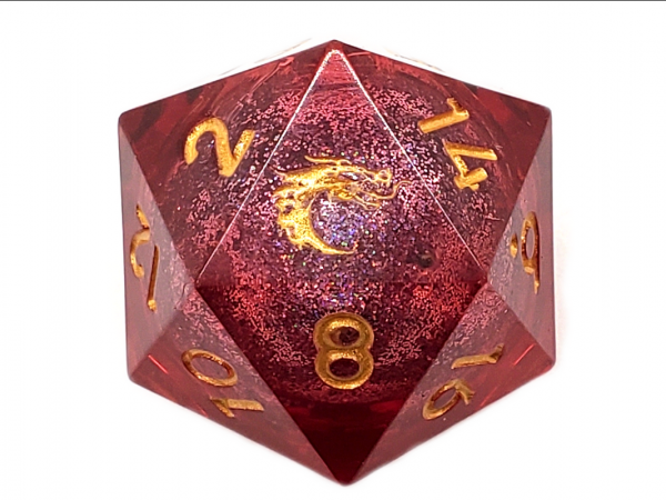 Old School RPG Dice: Sharp Edged Liquid Infused 22mm D20 - Crimson Fury (1)