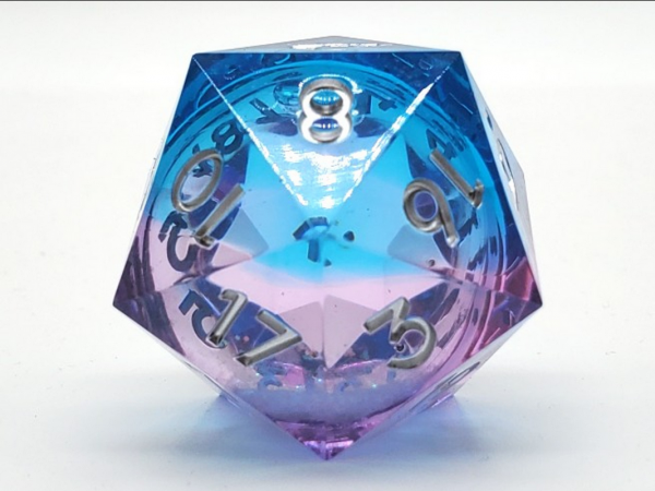 Old School RPG Dice: Sharp Edged Liquid Infused 35mm D20 - Twilight Fury (1)