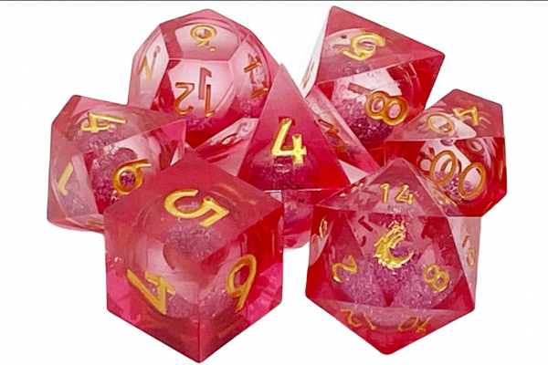 Old School RPG Dice Set: Sharp Edged Liquid Infused Set - Crimson Fury (7)