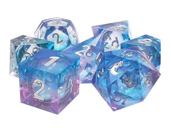 Old School RPG Dice Set: Sharp Edged Liquid Infused Set - Twilight Fury (7)