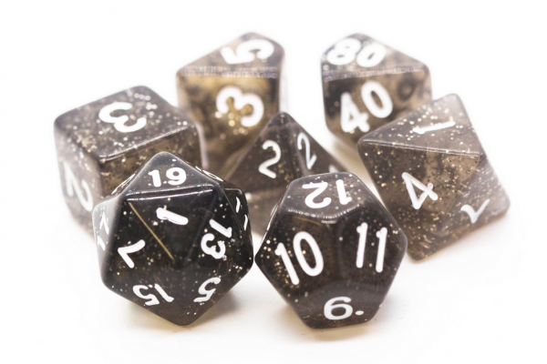 Old School RPG Dice Set: Sparkle - Translucent Black (7)