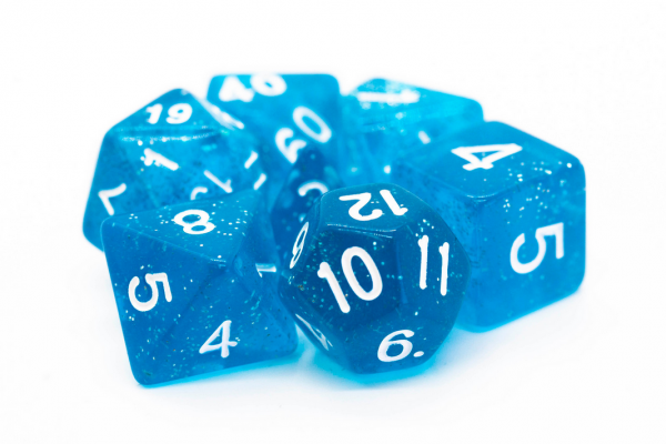Old School RPG Dice Set: Sparkle - Translucent Blue (7)