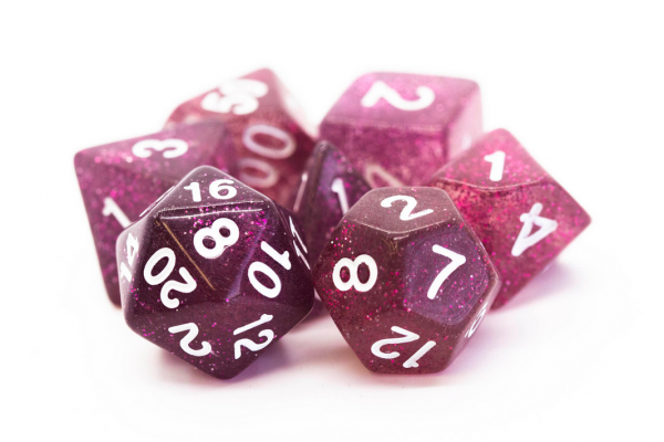 Old School RPG Dice Set: Sparkle - Translucent Purple (7)