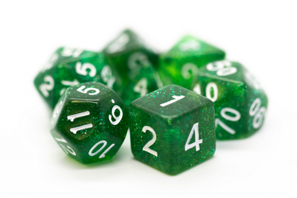 Old School RPG Dice Set: Sparkle - Translucent Green (7)