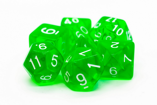 Old School RPG Dice Set: Translucent Light Green (7)