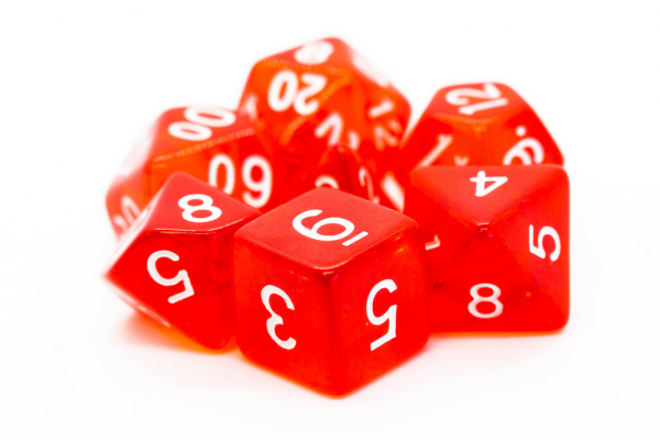 Old School RPG Dice Set: Translucent Red (7)
