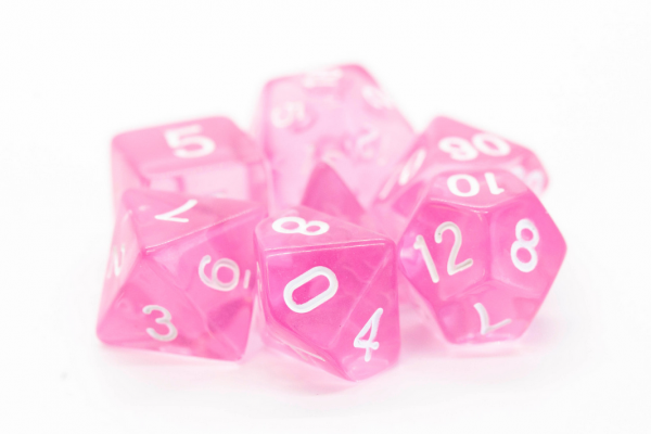 Old School RPG Dice Set: Translucent Pink (7)