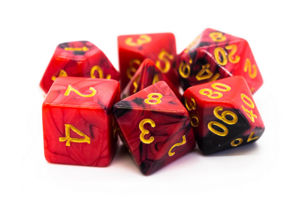 Old School RPG Dice Set: Vorpal - Black & Red w/ Gold (7)