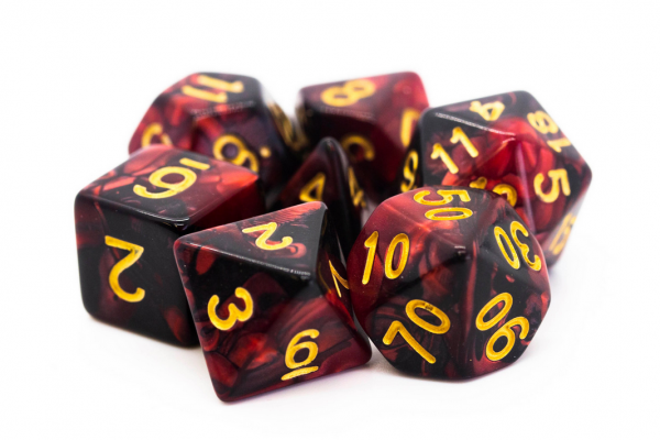 Old School RPG Dice Set: Vorpal - Blood Red & Black w/ Gold (7)
