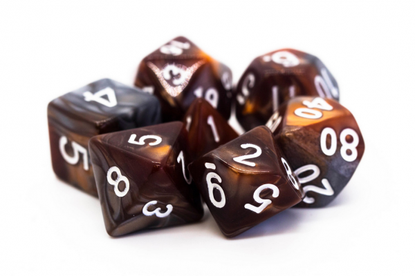 Old School RPG Dice Set: Vorpal - Brown & Silver (7)