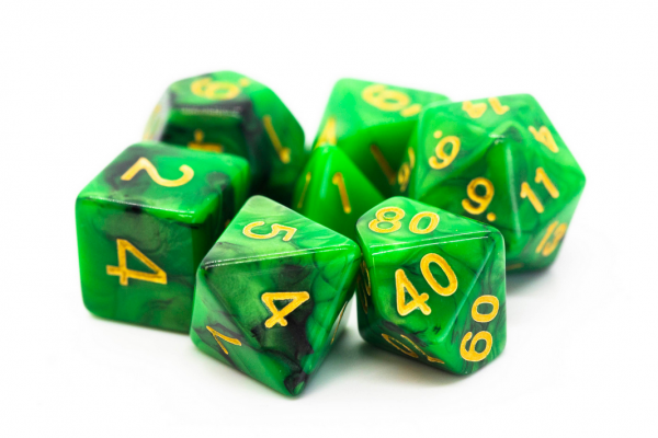 Old School RPG Dice Set: Vorpal - Green & Black w/ Gold (7)