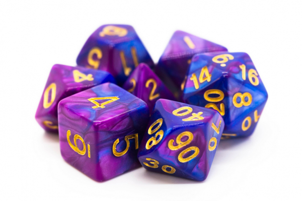 Old School RPG Dice Set: Vorpal - Lavender & Blue w/ Gold (7)
