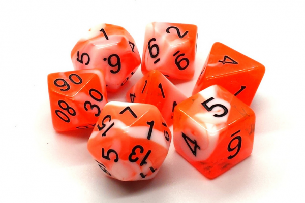 Old School RPG Dice Set: Vorpal - Orange & White w/ Black (7)