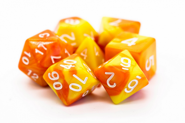 Old School RPG Dice Set: Vorpal - Orange & Yellow (7)