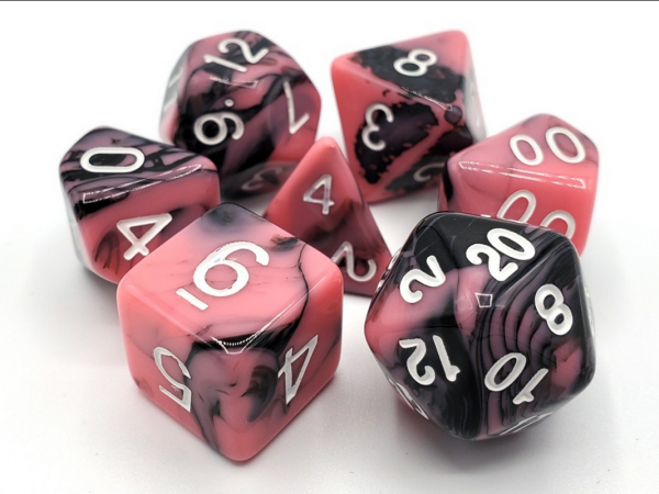Old School RPG Dice Set: Vorpal - Pink & Black (7)
