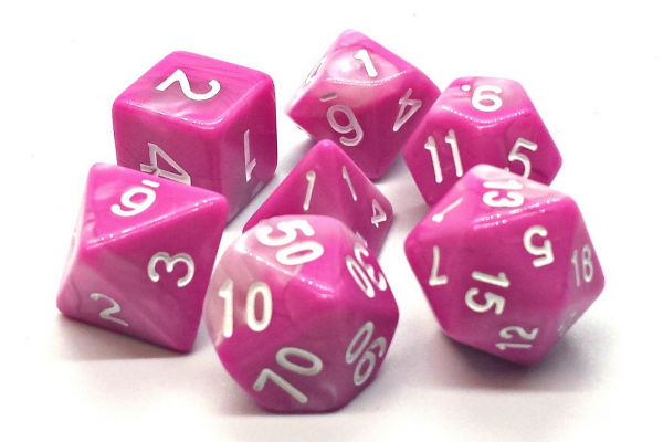 Old School RPG Dice Set: Vorpal - Pink & White (7)