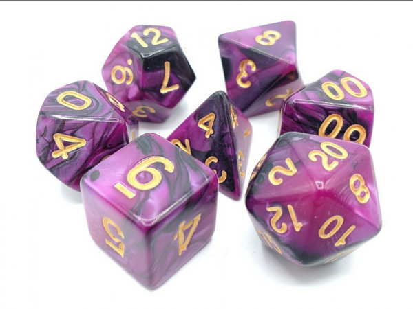 Old School RPG Dice Set: Vorpal - Purple & Black w/ Gold (7)