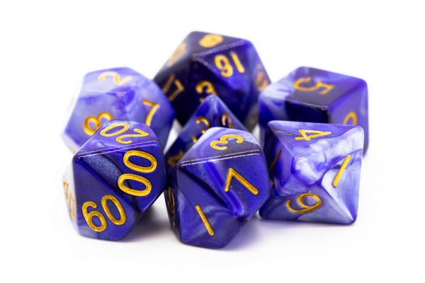 Old School RPG Dice Set: Vorpal - Purple & Grey w/ Gold (7)